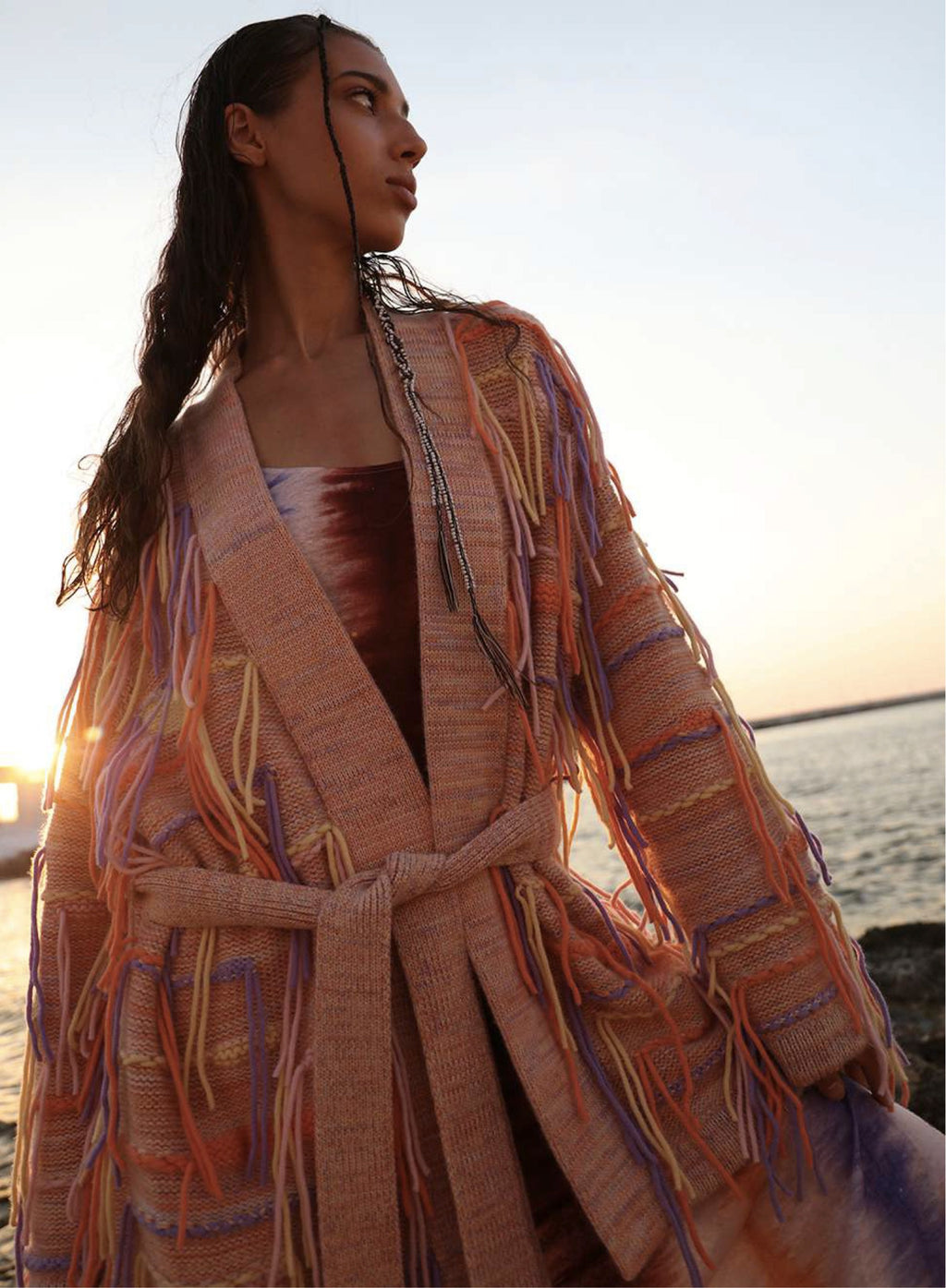 Fringe Cardigan Orange