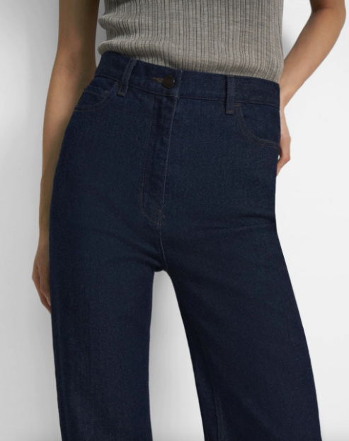 High-Waisted 5-Pocket Jean in Washed Denim