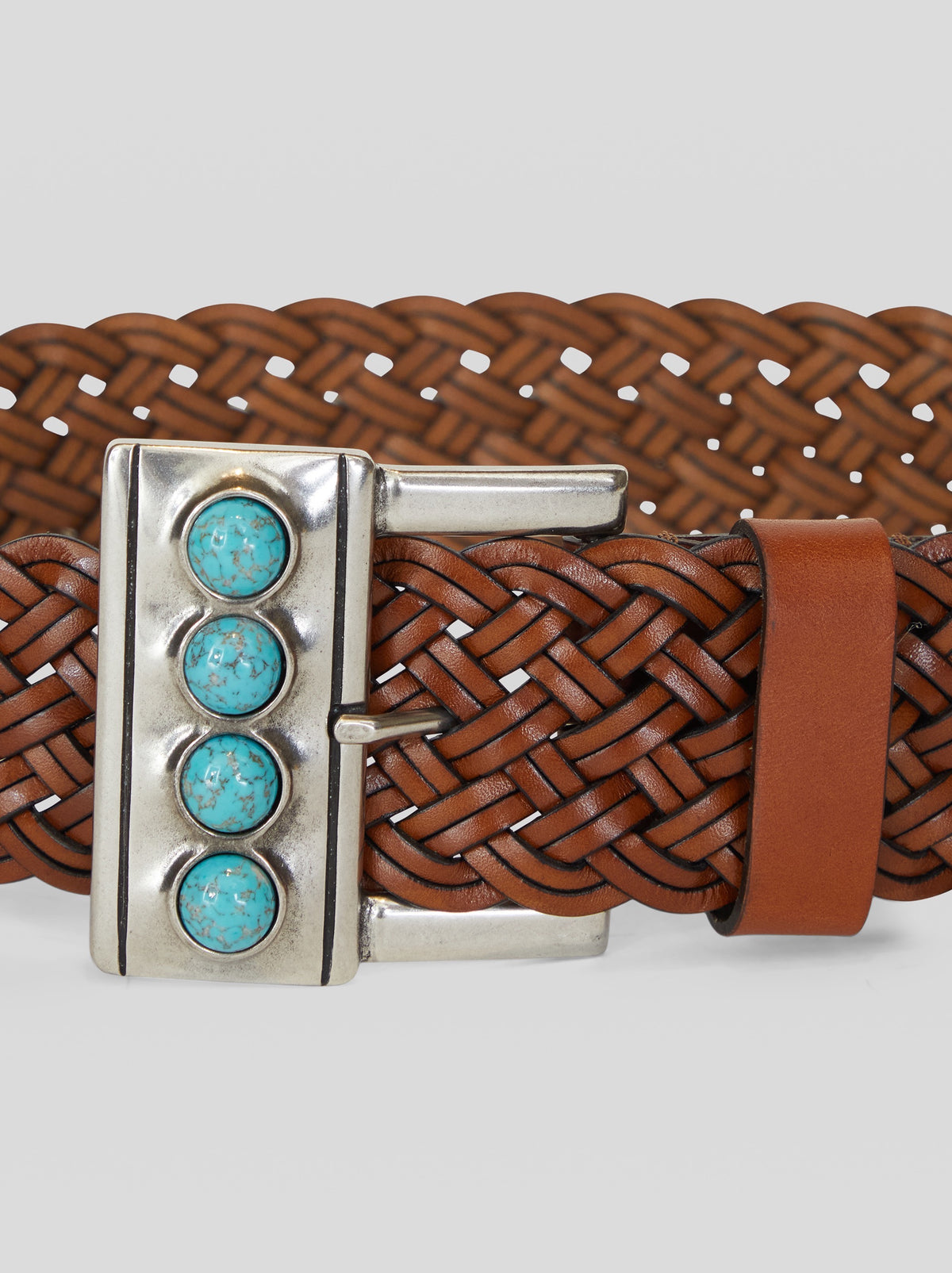 Braided Belt with Stone Buckle