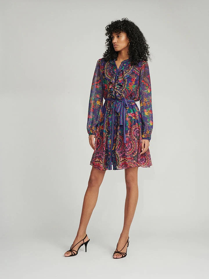 Tilly Ruffle C Dress in Crystal Sakura Print