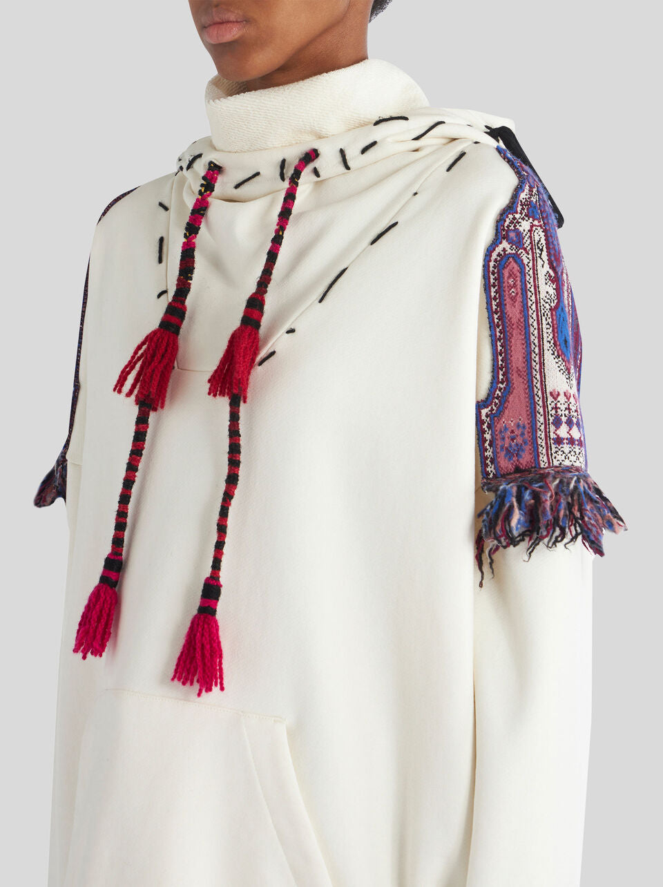 Sweatshirt with Patch and Tassels