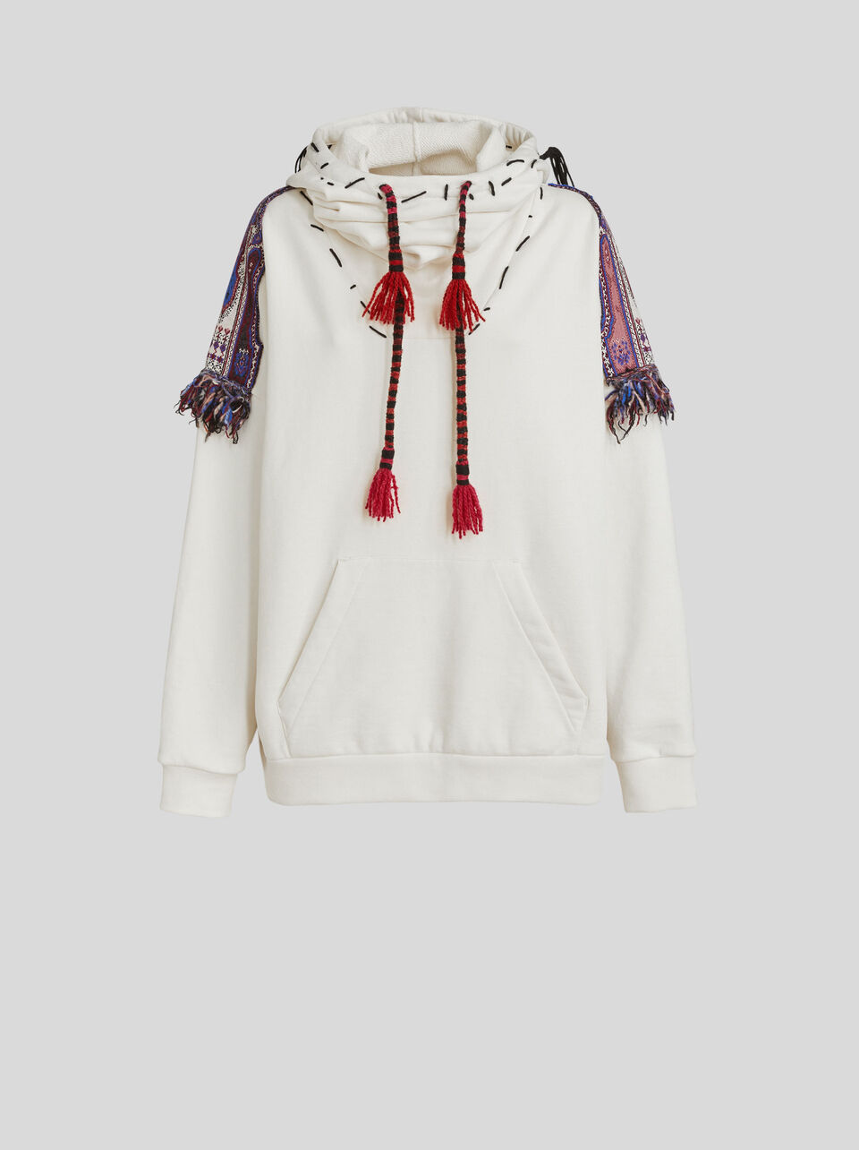 Sweatshirt with Patch and Tassels