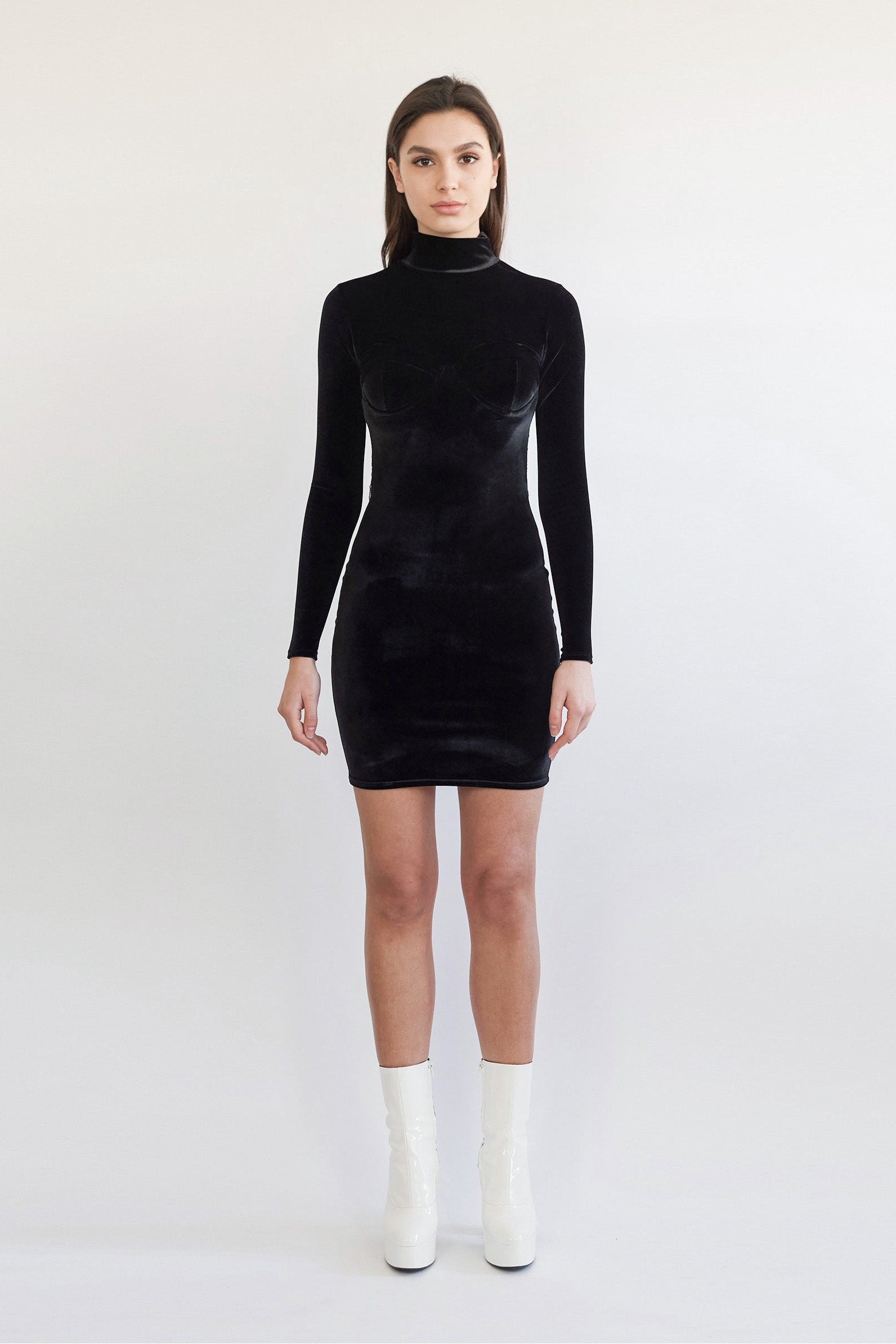 Velvet Mini Dress with Lace Back