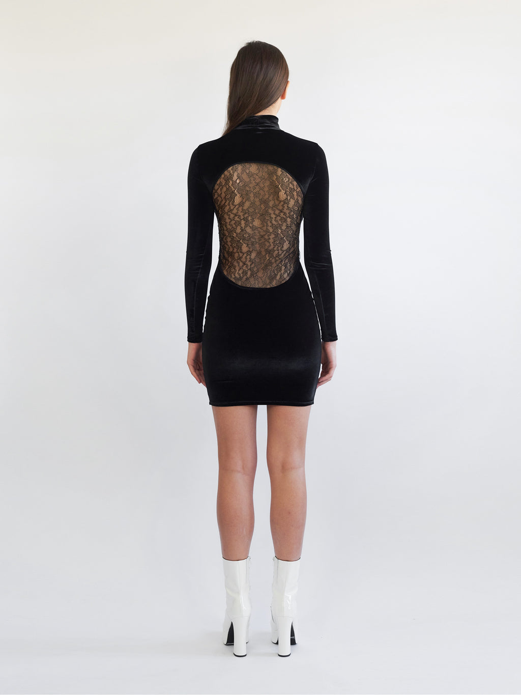 Velvet Mini Dress with Lace Back