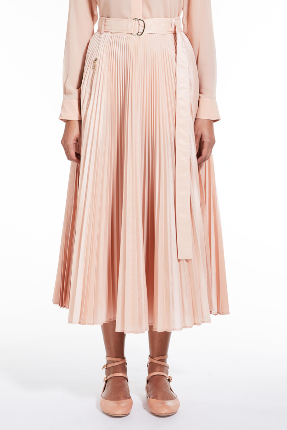 Plisseerock aus Seidenmischung