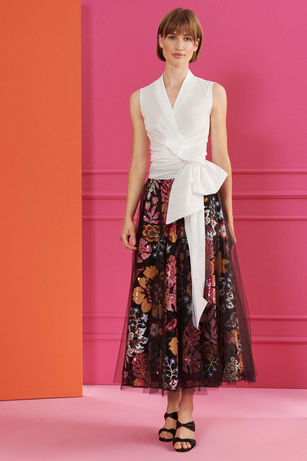 Midirock aus embroidered Tulle