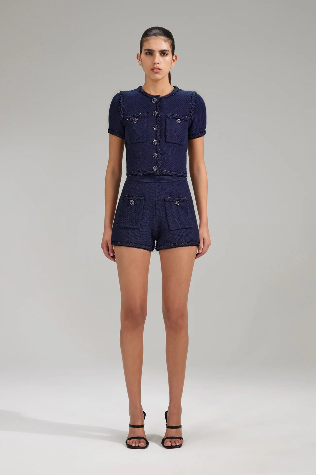 Marineblaue Strickshorts