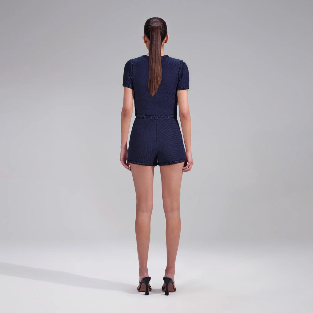 Marineblaue Strickshorts