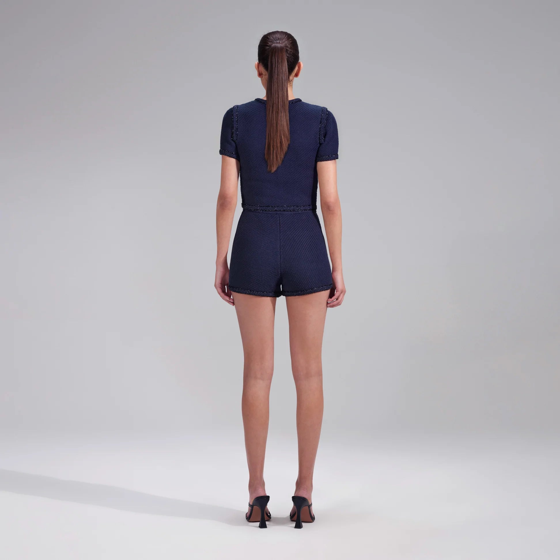 Marineblaue Strickshorts