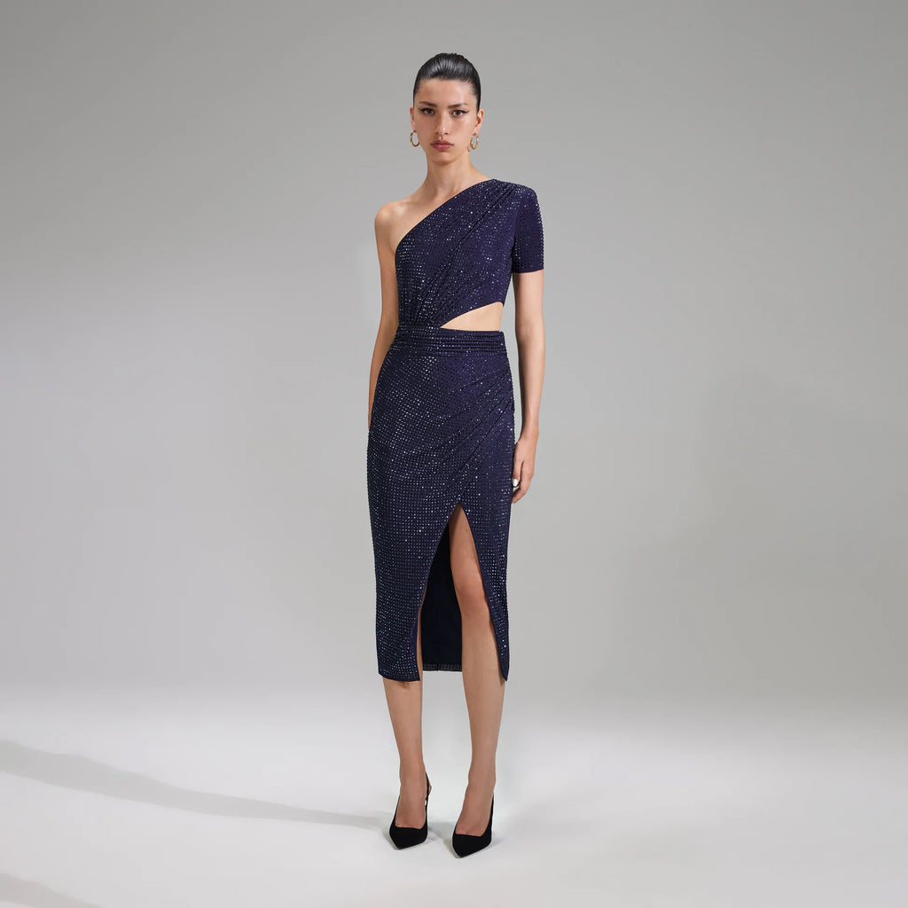 Marineblaues Midikleid