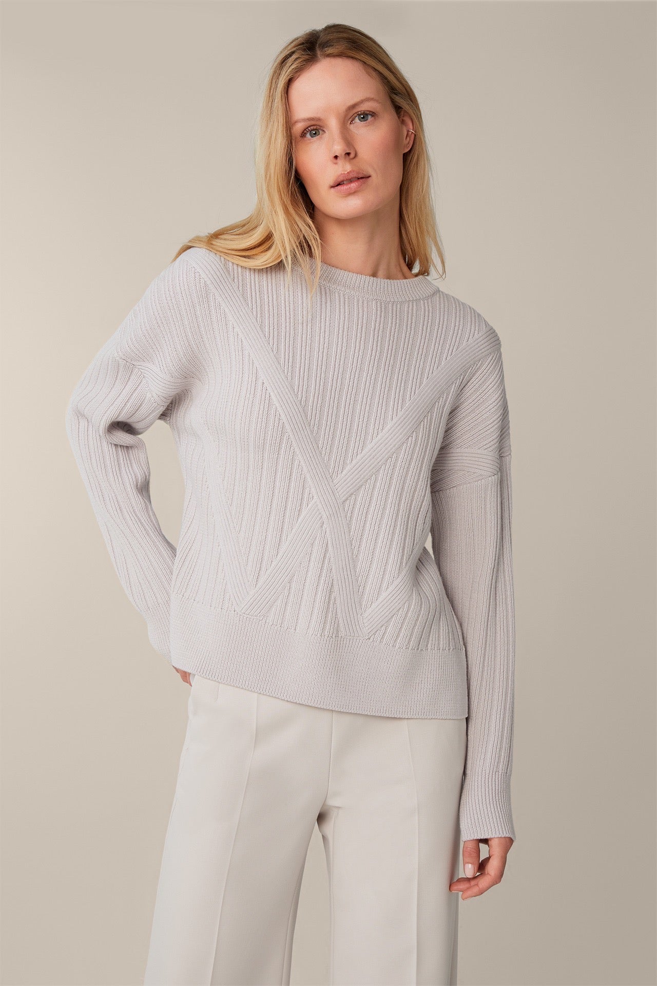 Merino-Strick Pullover mit Strukturmuster
