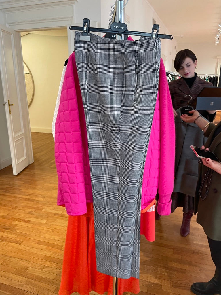 Slim Fit Hose aus kariertem Woll-Doubleface