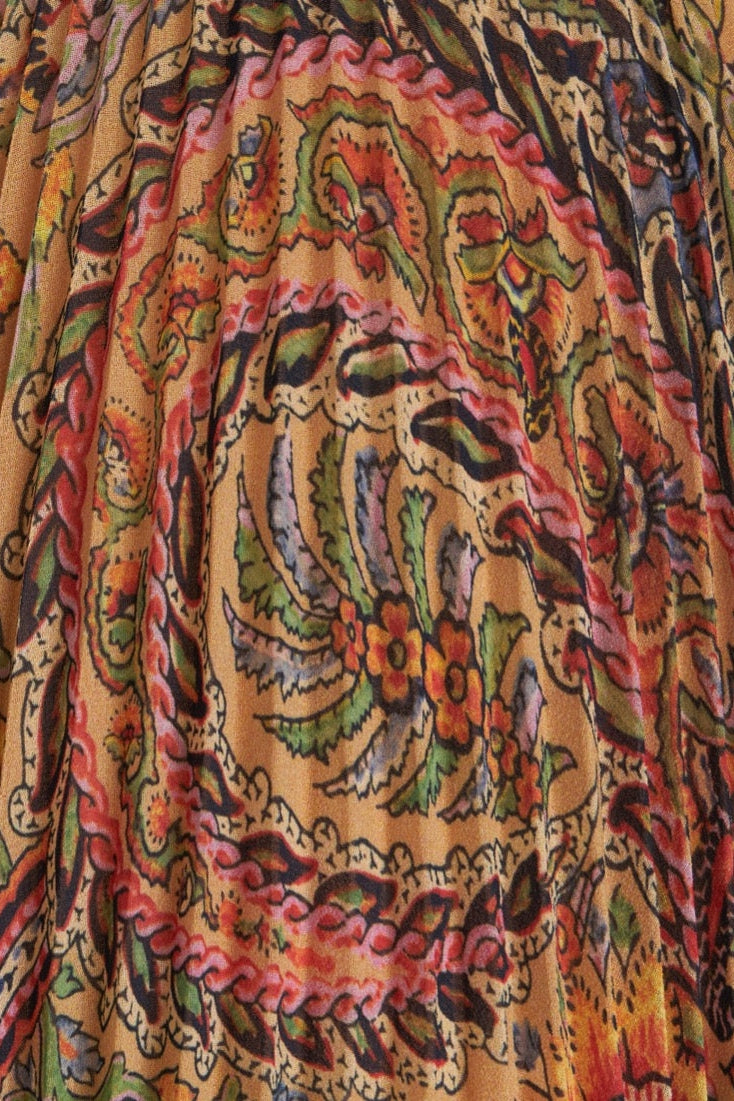 Pleated Georgette Midi Skirt