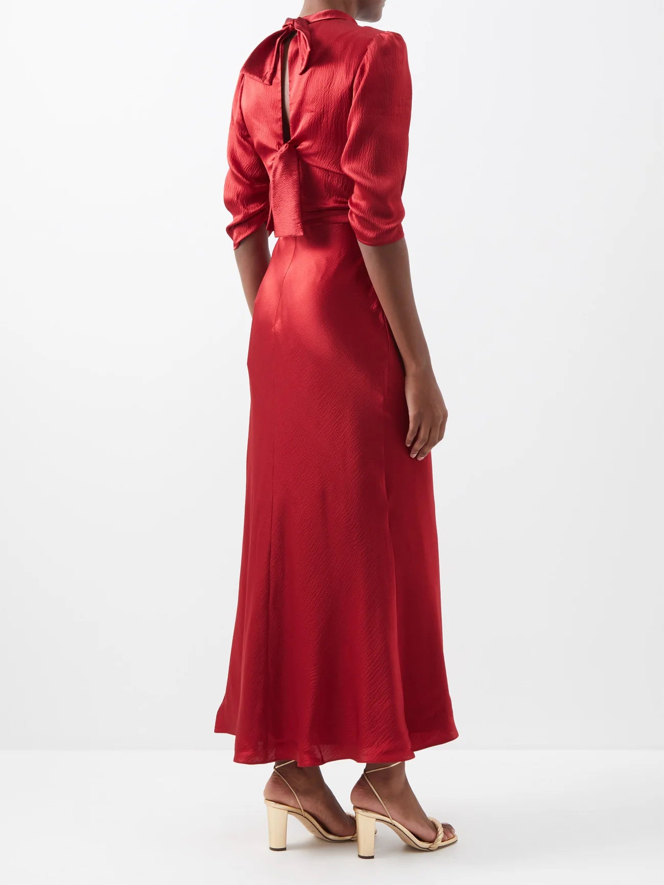 Midi Silk Dress with Bows