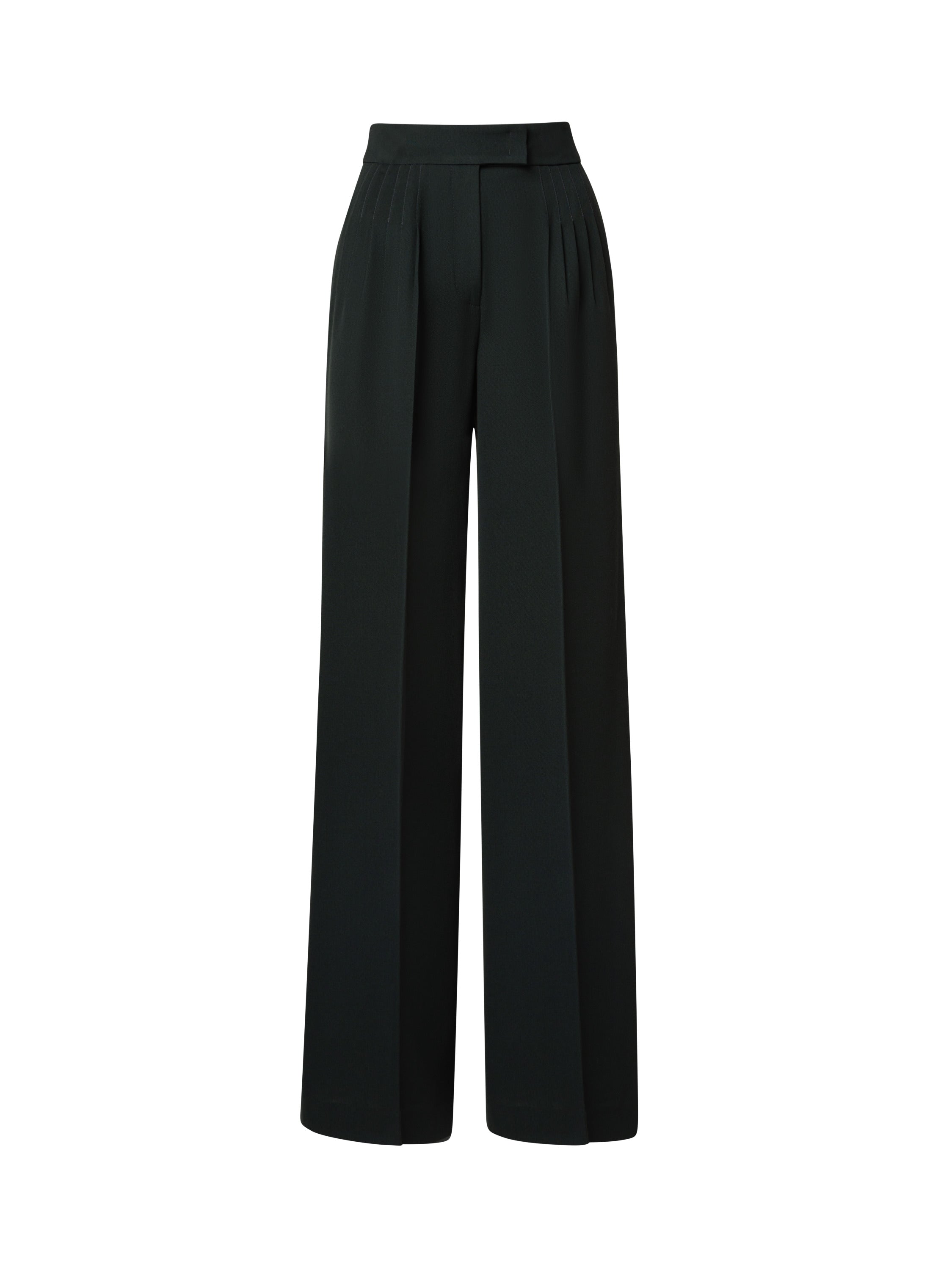 Wool Gabardine wide Leg Trousers with Pleats
