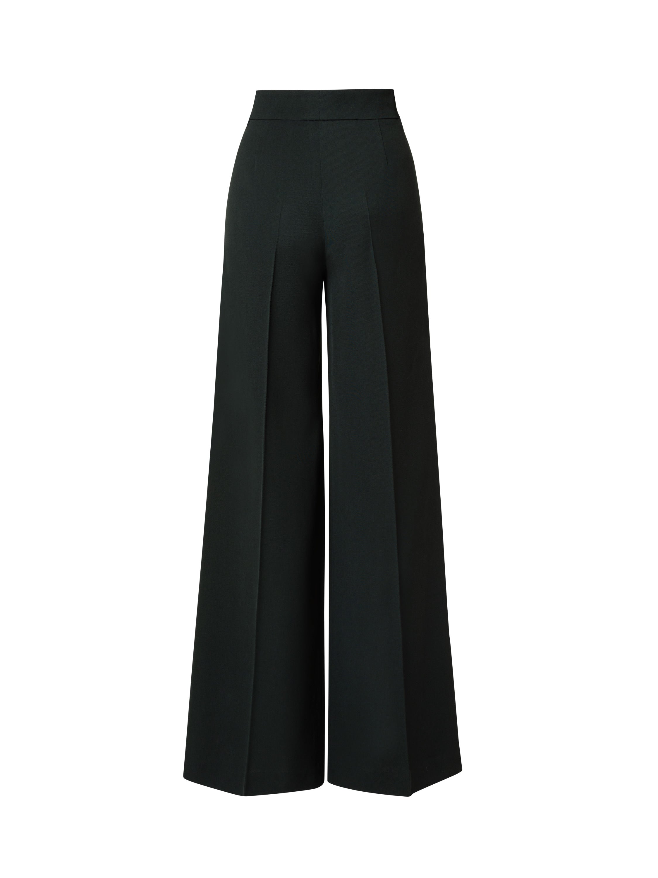 Wool Gabardine wide Leg Trousers with Pleats