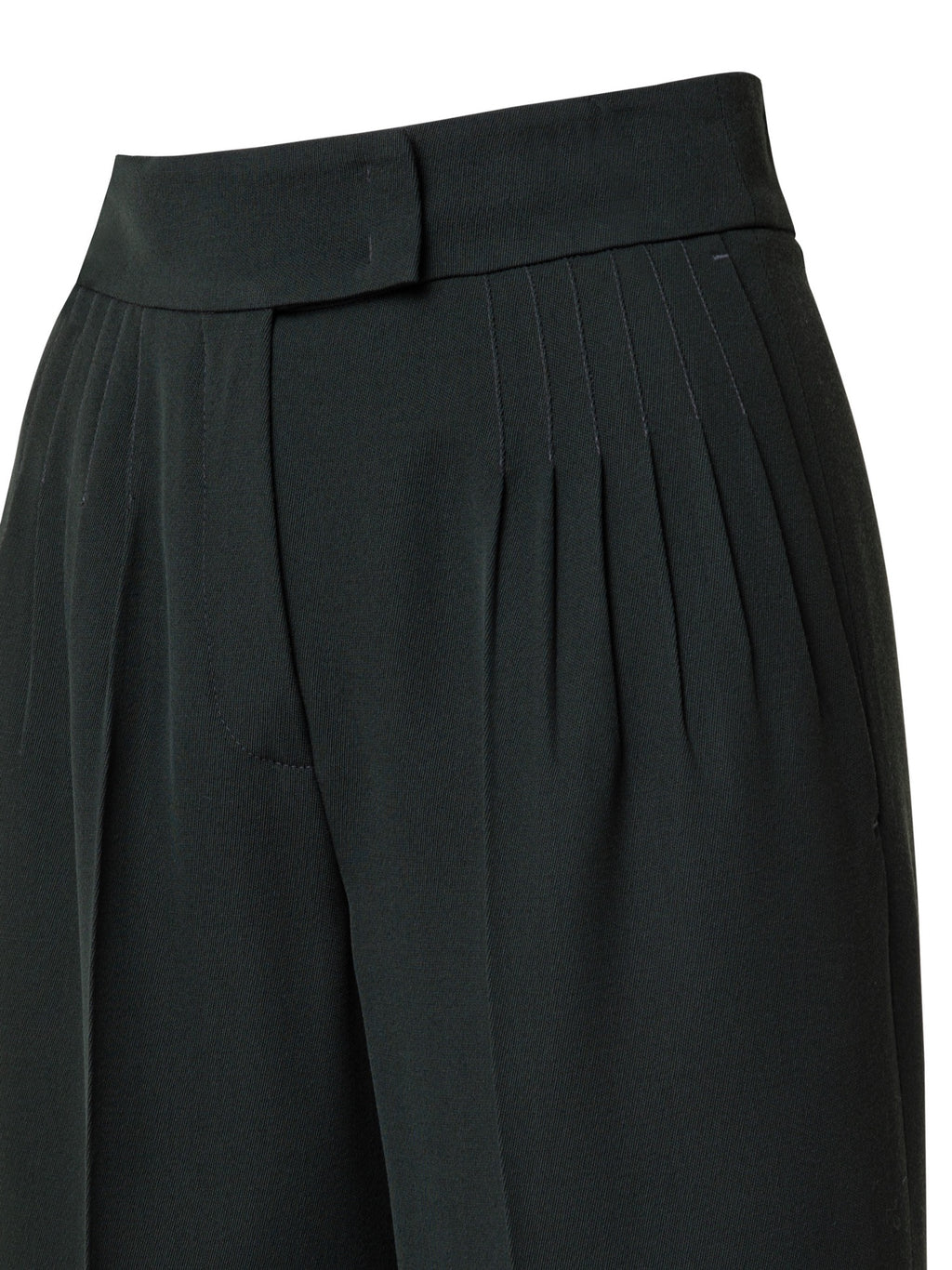 Wool Gabardine wide Leg Trousers with Pleats