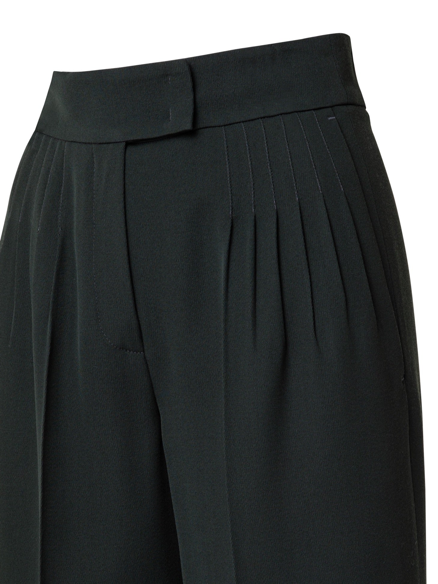 Wool Gabardine wide Leg Trousers with Pleats