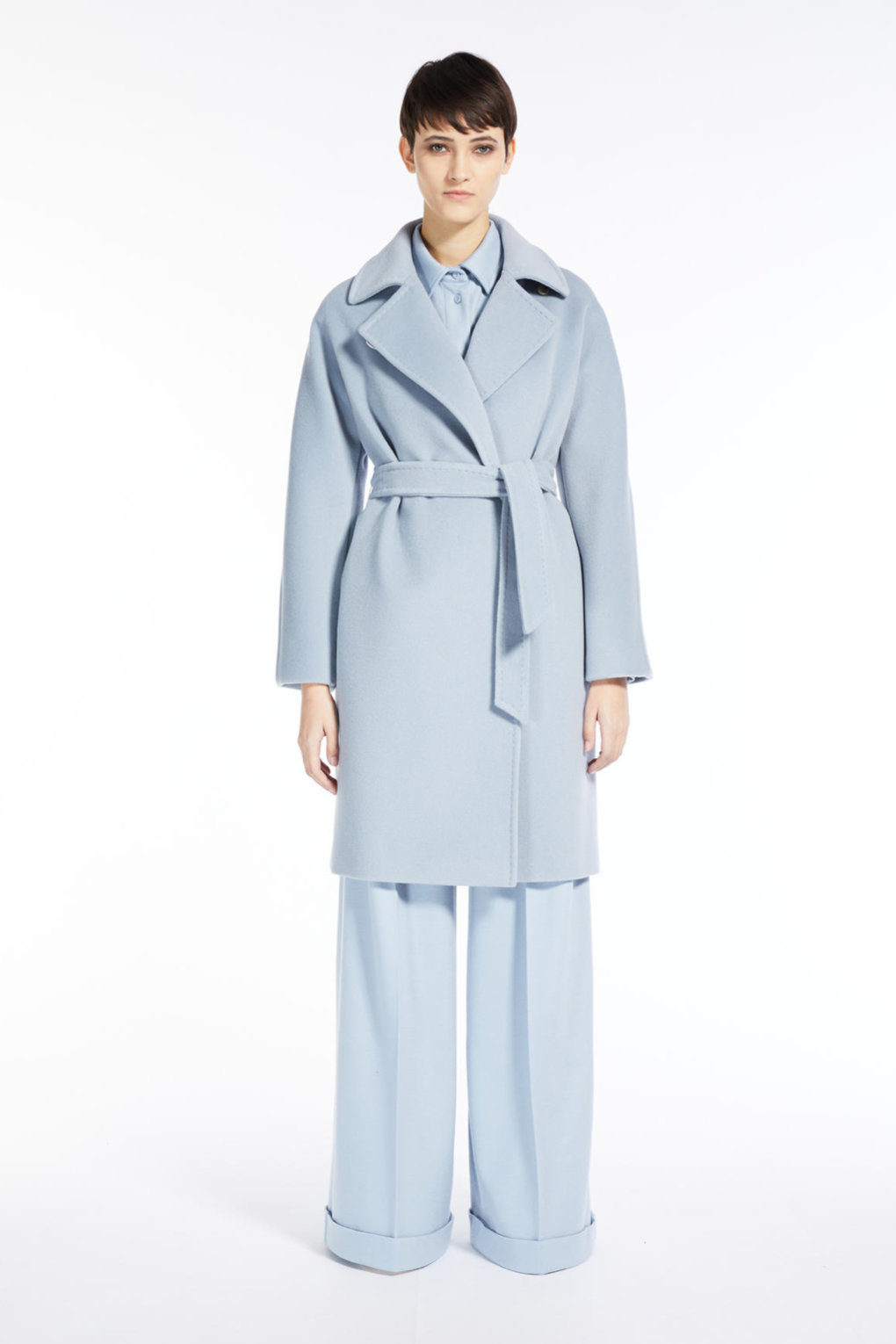 Mittellanger Robenmantel aus Wolle und Kaschmir