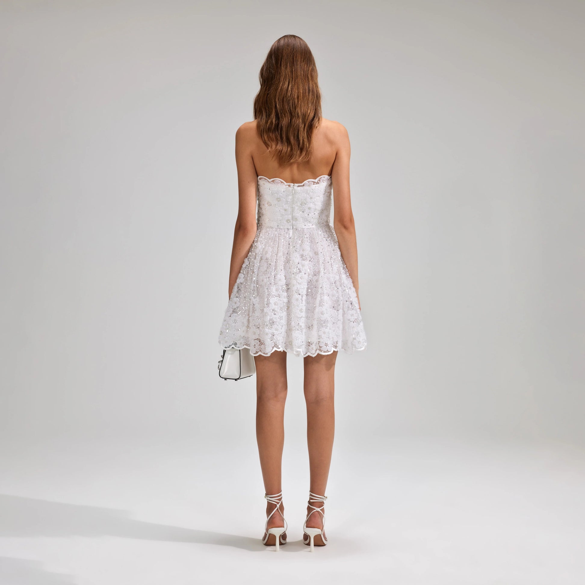 White Beaded Sequin Bandeau Mini Dress Maison Gassmann White Beaded Sequin Bandeau Mini Dress Maison Gassmann