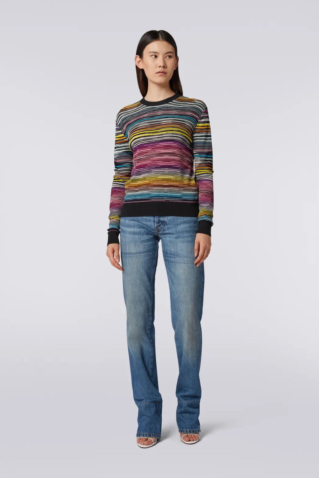 Striped Colored Round Neck Sweater