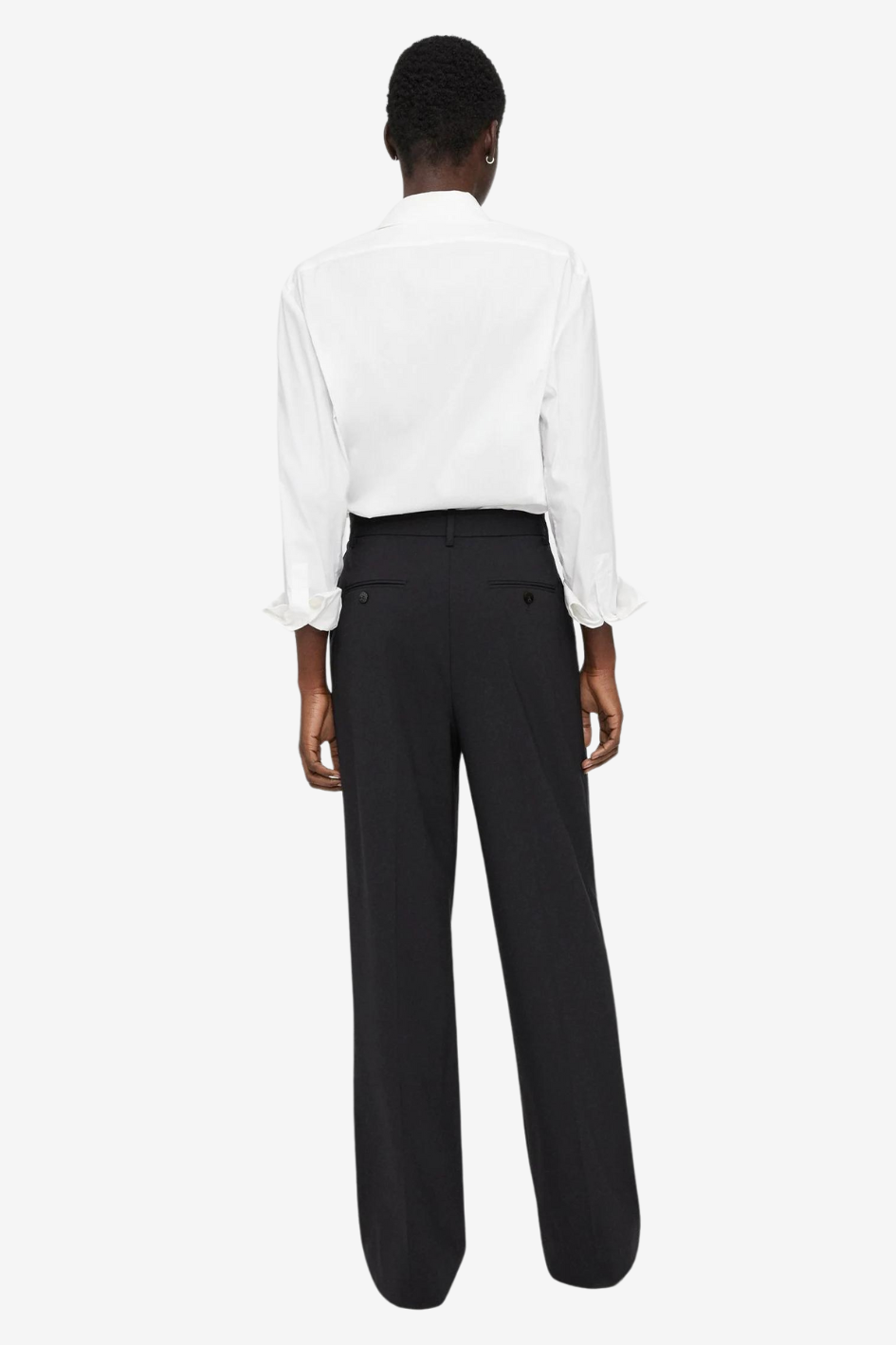 Stretch Wool Pleated Wide-Leg Pant