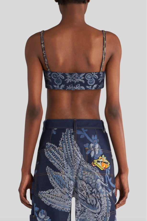 Denim Jacquard Bralette Top