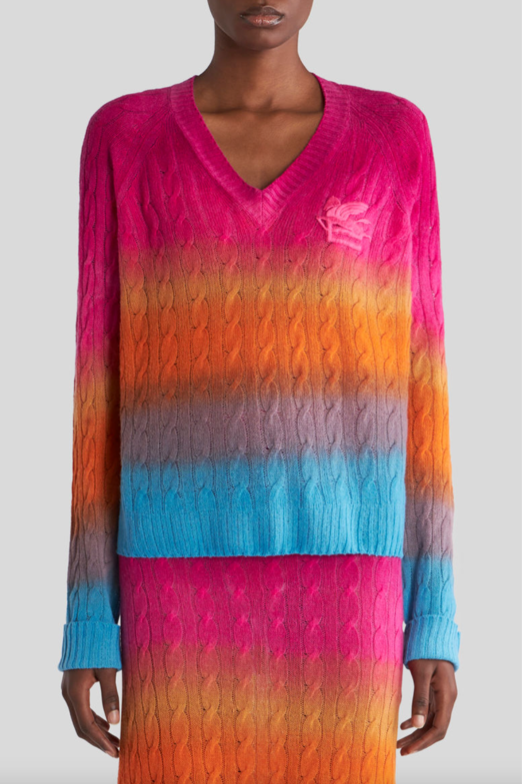 Colour Shaded Cable Wool Jumper