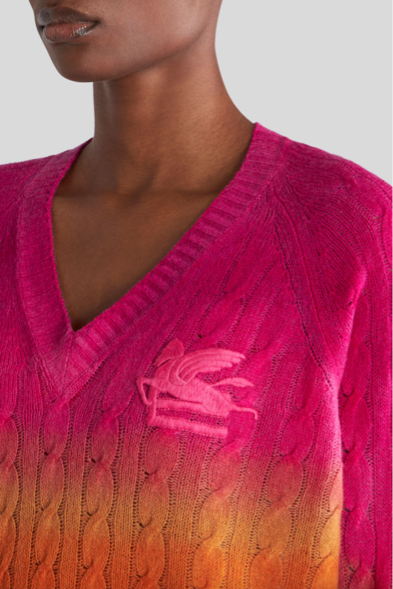 Colour Shaded Cable Wool Jumper