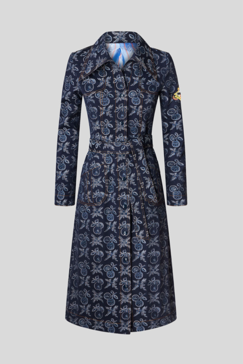 Jacquard Trench Dress with Apples