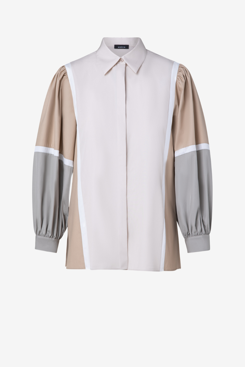 Colorblock Bluse aus Baumwoll-Popeline