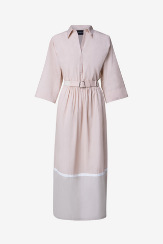 Langes Colorblock Kleid aus Baumwoll-Popeline