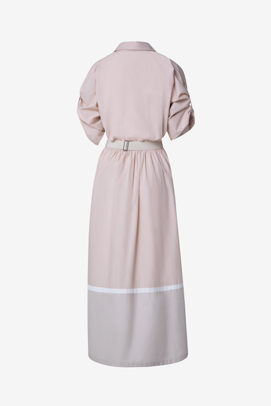 Langes Colorblock Kleid aus Baumwoll-Popeline