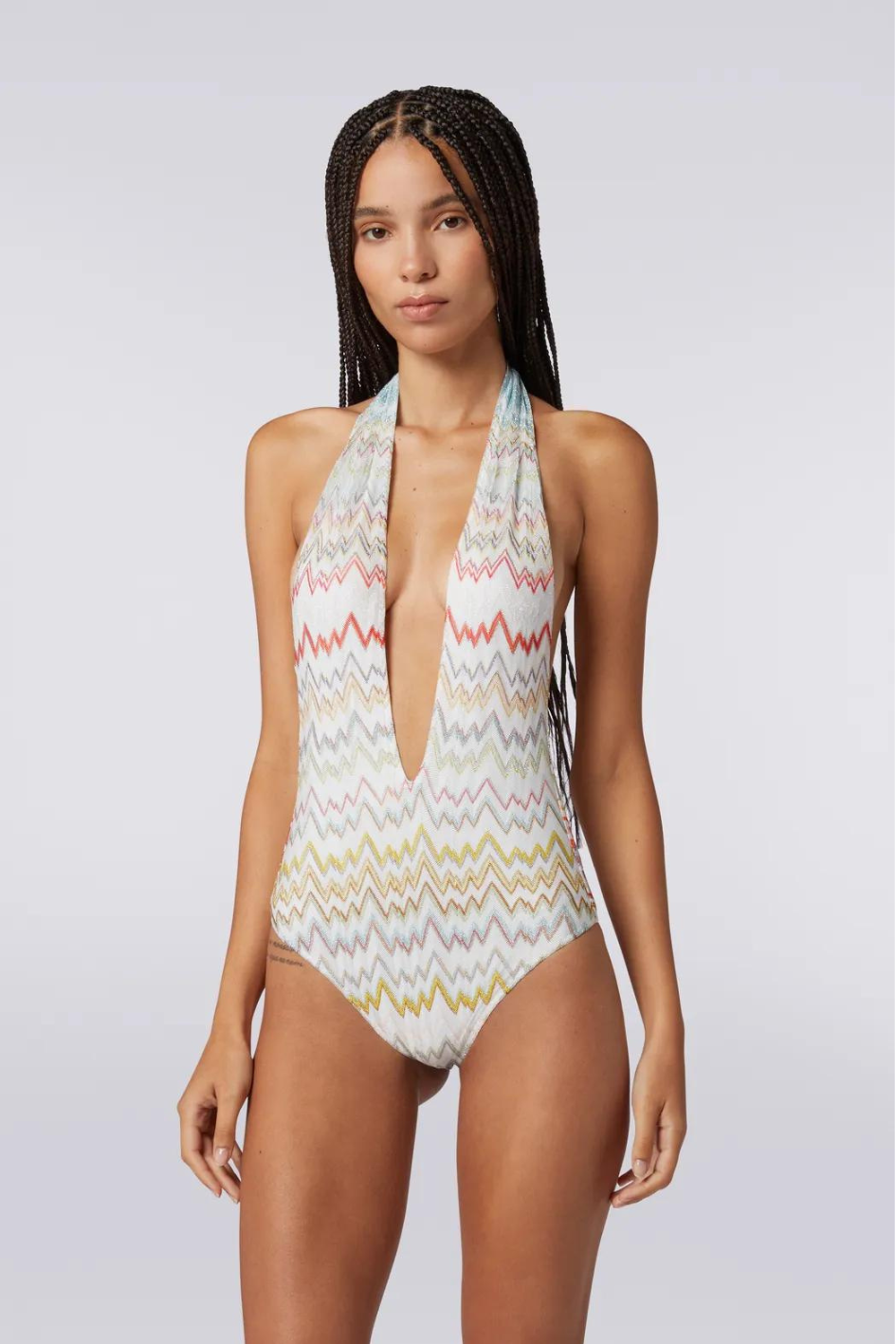 One piece Swimsuit with V-Neck Mountain Pattern