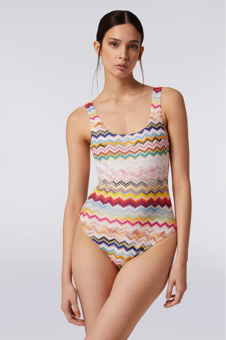 Viscose One-Piece Swimsuit with ZigZag Pattern