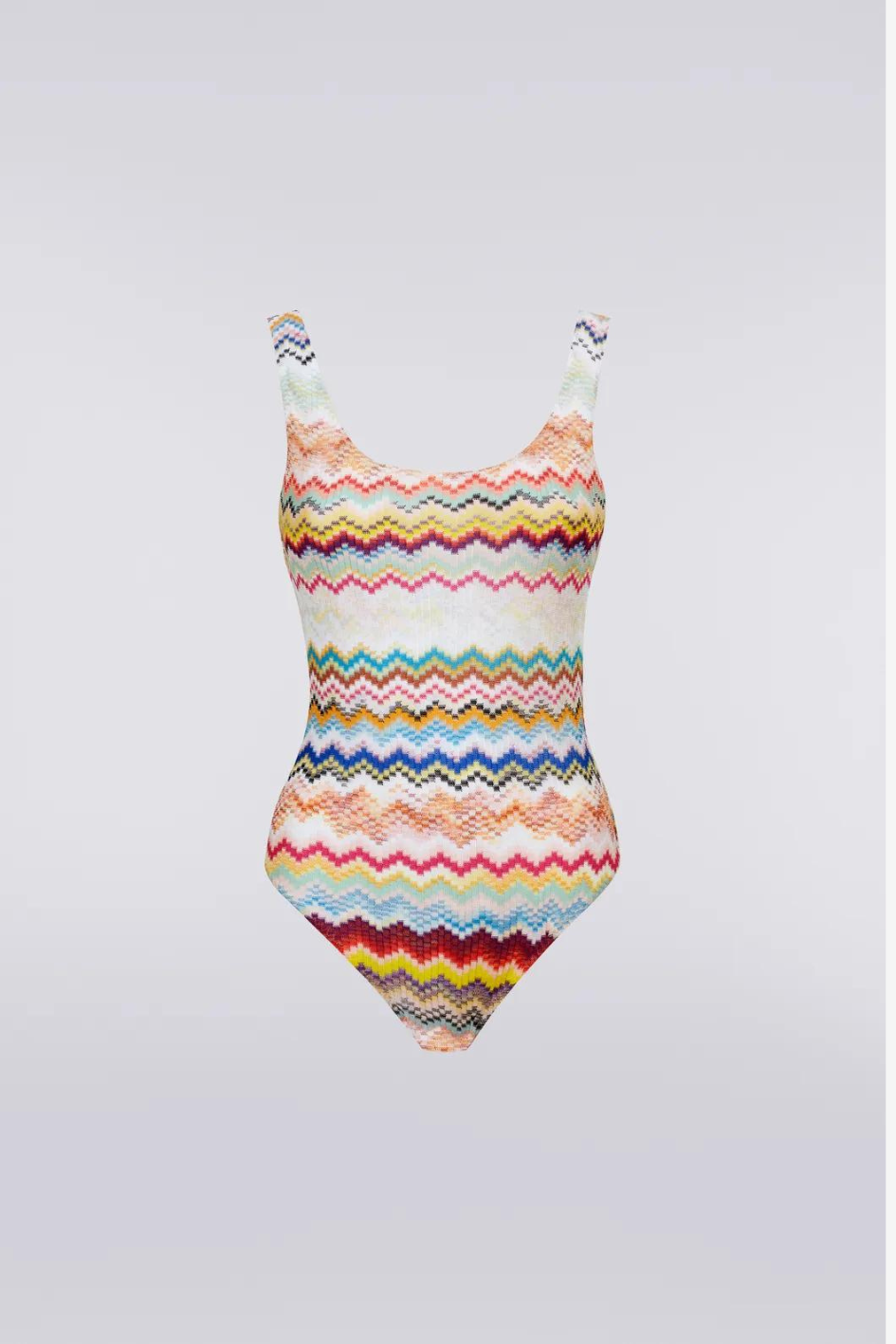 Viscose One-Piece Swimsuit with ZigZag Pattern