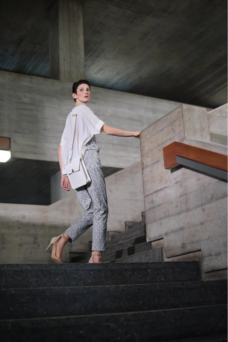 Croquis Print Cotton Stretch Tapered Pants